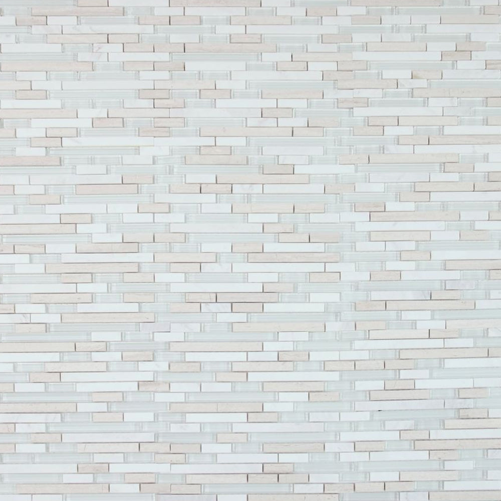 Elysium Tiles Linear Loft 11.75" x 11.75" Marble and Glass Mosaic Tile