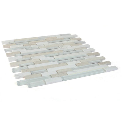 Elysium Tiles Linear Loft 11.75" x 11.75" Marble and Glass Mosaic Tile