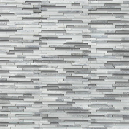 Elysium Tiles Linear Montage Grey 11.75" x 12" Marble and Glass Mosaic Tile