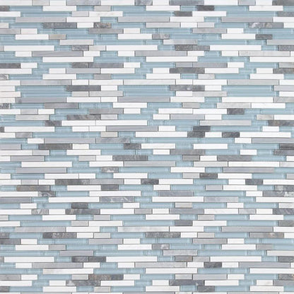 Elysium Tiles Linear Montage Sky 11.75" x 12" Marble and Glass Mosaic Tile