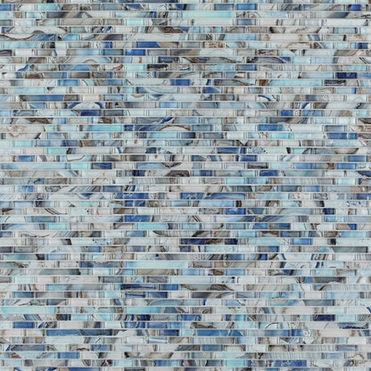 Elysium Tiles Linear Shell Blue 11.75" x 12" Glass Mosaic Tile