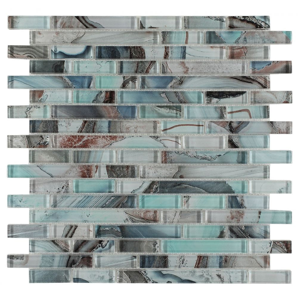 Elysium Tiles Linear Shell Green 11.75" x 12" Glass Mosaic Tile