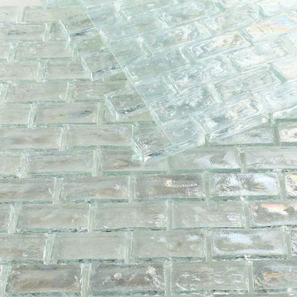 Elysium Tiles Malibu Clear Brick 12" x 12" Glass Mosaic Tile