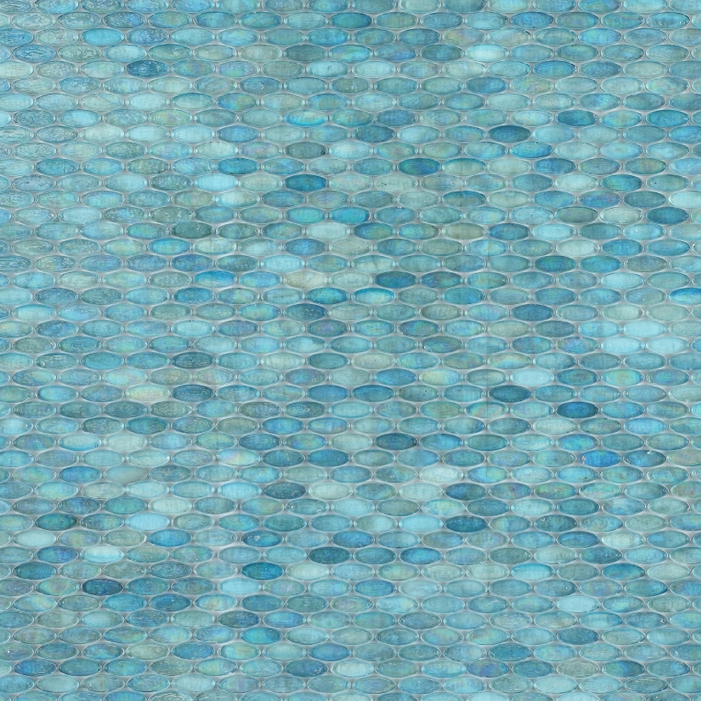 Elysium Tiles Malibu Turquoise Pebble 11" x 11.5" Glass Mosaic Tile