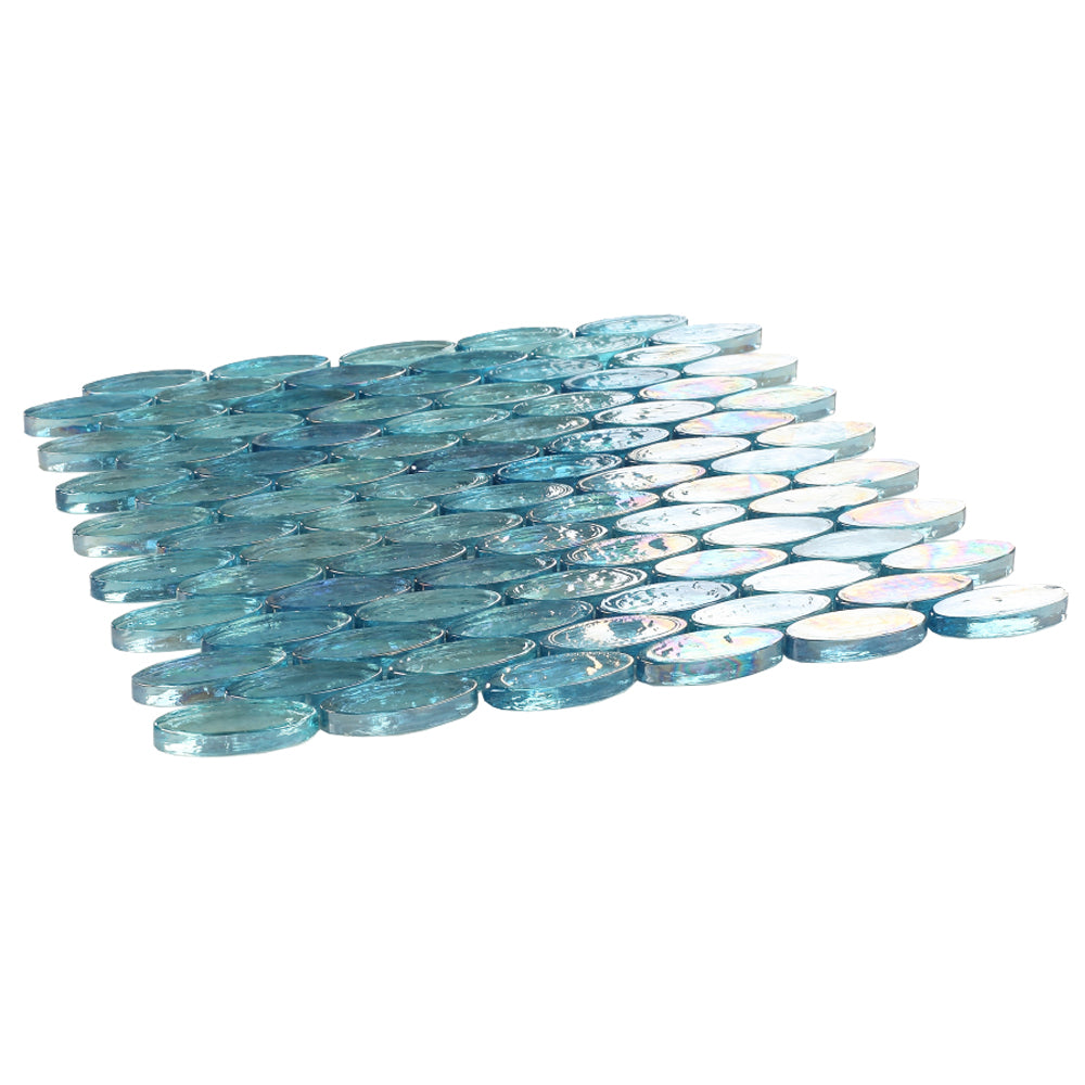 Elysium Tiles Malibu Turquoise Pebble 11" x 11.5" Glass Mosaic Tile