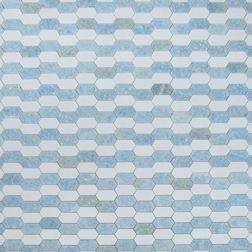 Elysium Tiles Montage Crystal Ocean 12.5" x 13.25" Marble Mosaic Tile