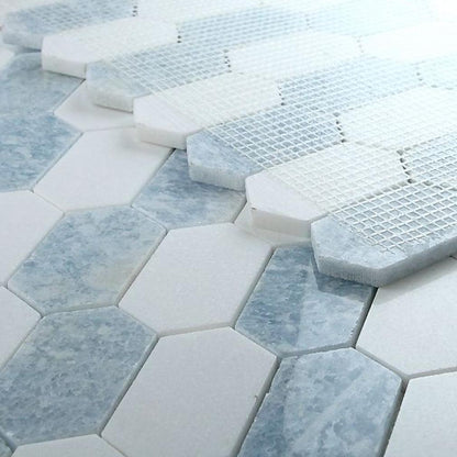 Elysium Tiles Montage Crystal Ocean 12.5" x 13.25" Marble Mosaic Tile