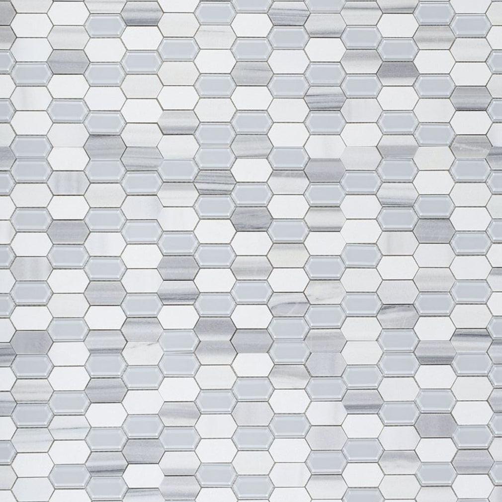 Elysium Tiles Montage Light 12.5" x 13.25" Marble and Glass Mosaic Tile