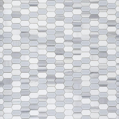 Elysium Tiles Montage Light 12.5" x 13.25" Marble and Glass Mosaic Tile