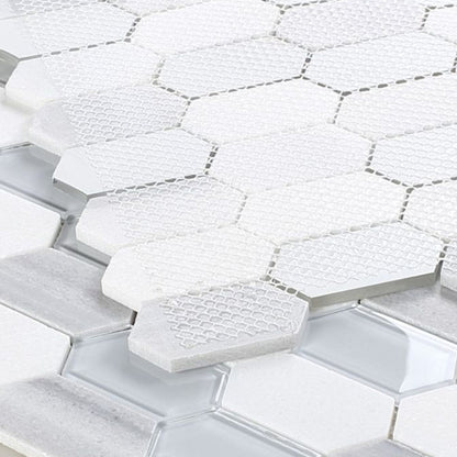 Elysium Tiles Montage Light 12.5" x 13.25" Marble and Glass Mosaic Tile