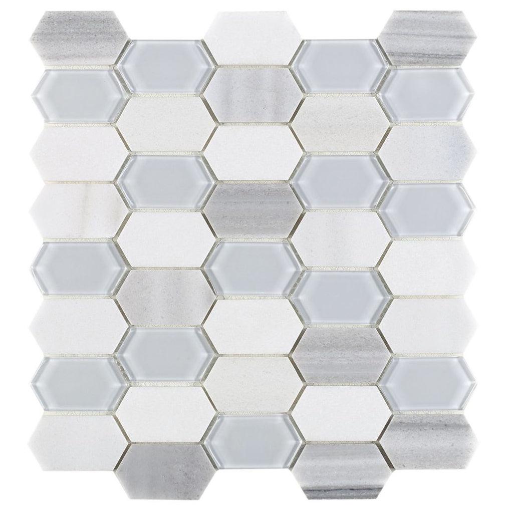 Elysium Tiles Montage Light 12.5" x 13.25" Marble and Glass Mosaic Tile