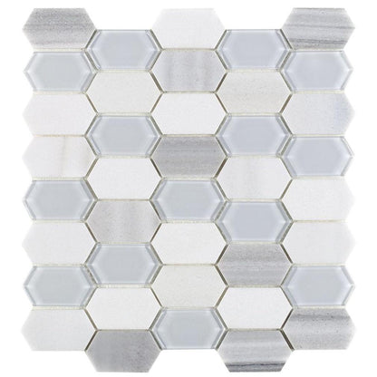 Elysium Tiles Montage Light 12.5" x 13.25" Marble and Glass Mosaic Tile