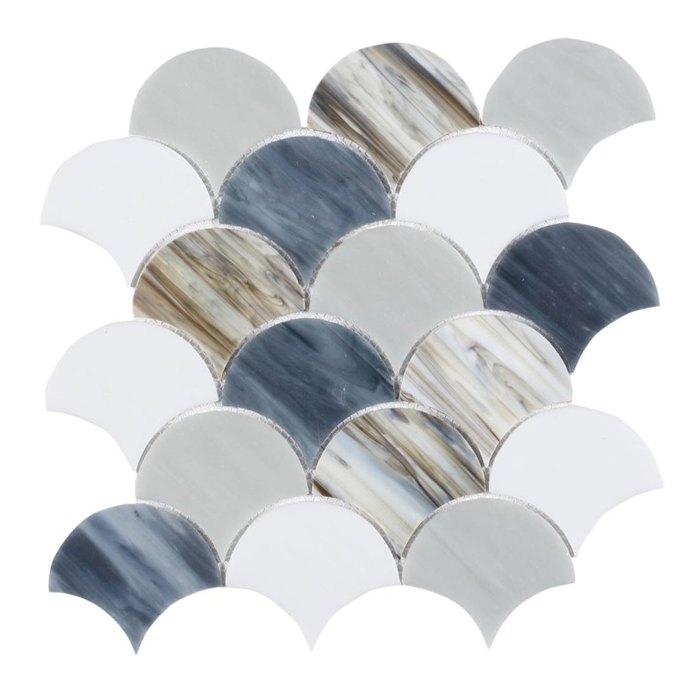 Elysium Tiles Newport Scale Beach 9.5" x 9.75" Mosaic Tile