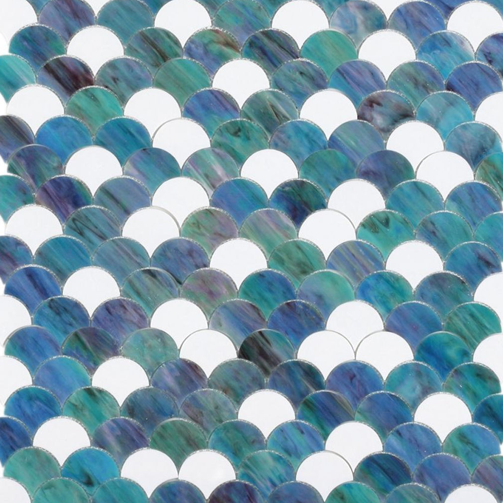 Elysium Tiles Newport Scale Ocean 9.5" x 9.75" Mosaic Tile