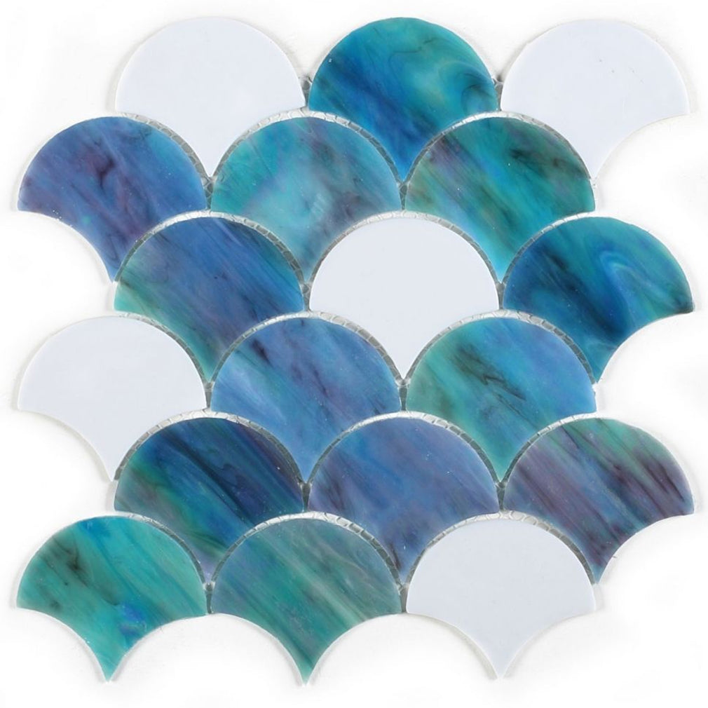 Elysium Tiles Newport Scale Ocean 9.5" x 9.75" Mosaic Tile