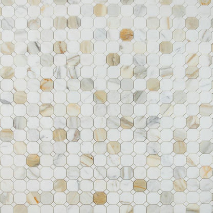 Elysium Tiles Octagon Calacatta Gold 11.75" x 11.75" Marble Mosaic Tile