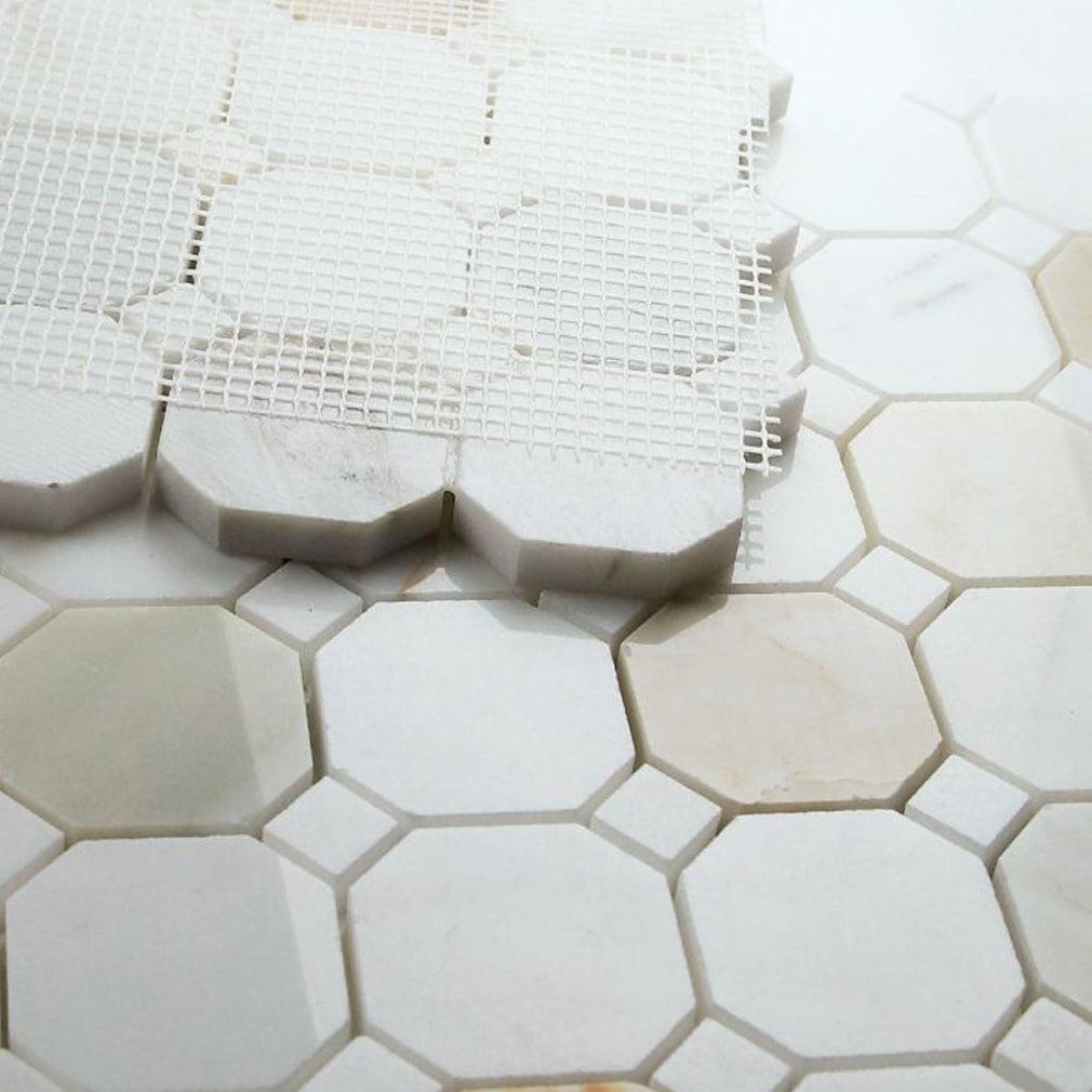 Elysium Tiles Octagon Calacatta Gold 11.75" x 11.75" Marble Mosaic Tile
