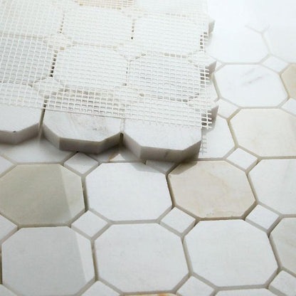 Elysium Tiles Octagon Calacatta Gold 11.75" x 11.75" Marble Mosaic Tile