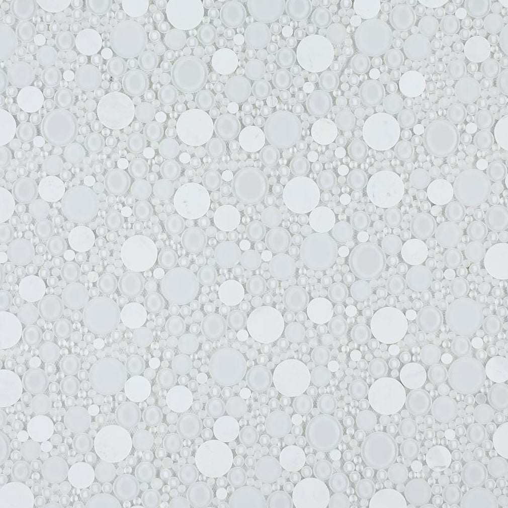 Elysium Tiles Oompa Carrara 11.75" x 11.75" Marble and Glass Mosaic Tile