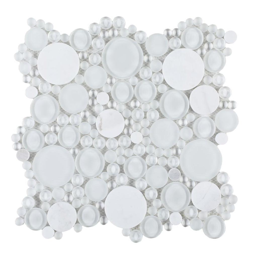 Elysium Tiles Oompa Carrara 11.75" x 11.75" Marble and Glass Mosaic Tile