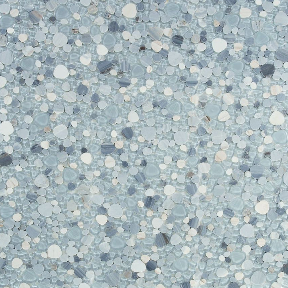 Elysium Tiles Peach Blue 12" x 12" Marble and Glass Mosaic Tile