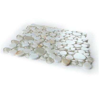 Elysium Tiles Peach Calacatta Gold 12" x 12" Marble and Glass Mosaic Tile