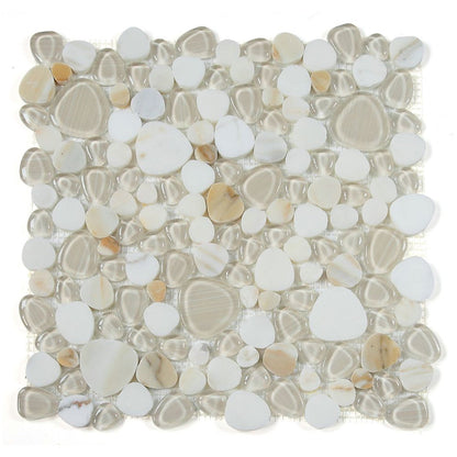 Elysium Tiles Peach Calacatta Gold 12" x 12" Marble and Glass Mosaic Tile