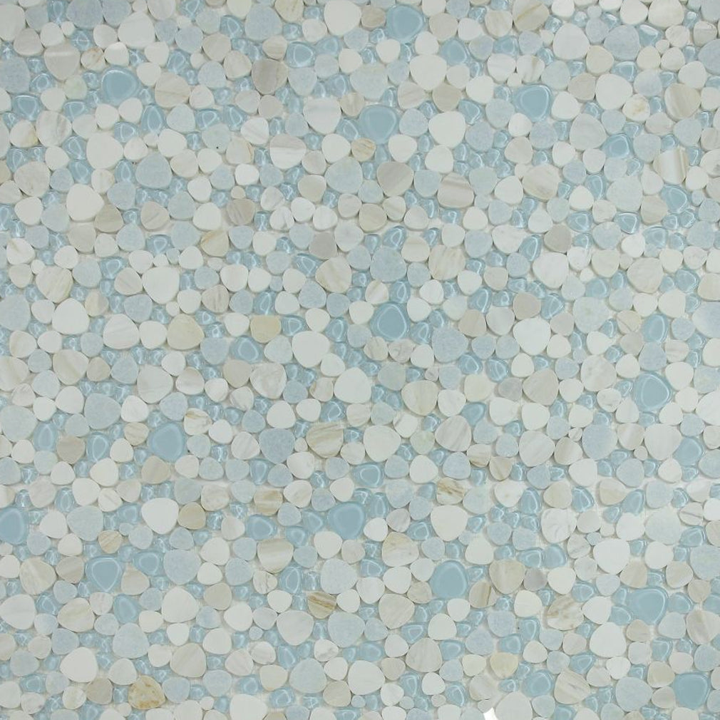 Elysium Tiles Peach Sky 12" x 12" Marble and Glass Mosaic Tile