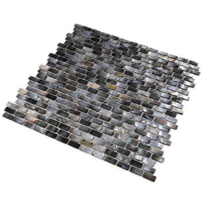 Elysium Tiles Pearl Black Mini Brick 11.25" x 11.25" Mosaic Tile