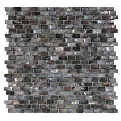 Elysium Tiles Pearl Black Mini Brick 11.25" x 11.25" Mosaic Tile