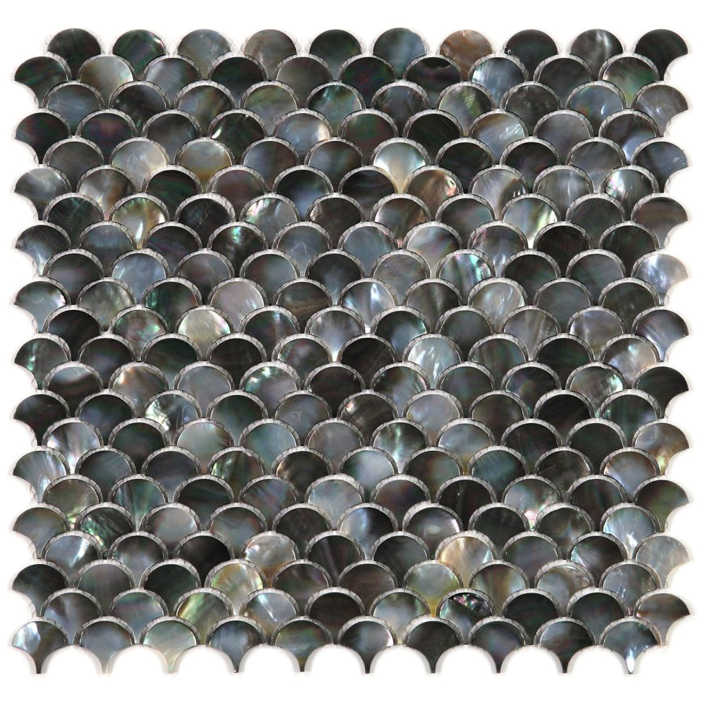 Elysium Tiles Pearl Black Scale 11.75" x 11.75" Mosaic Tile