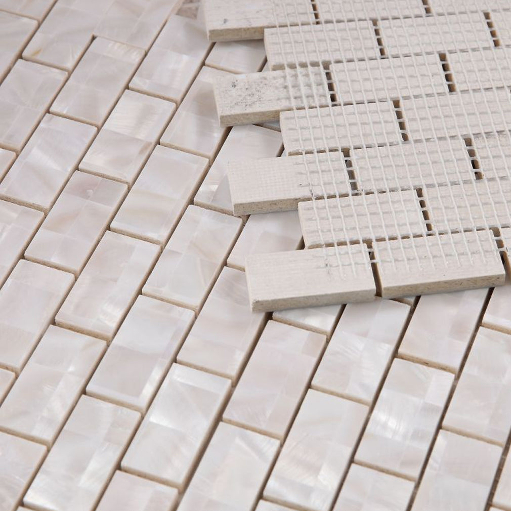 Elysium Tiles Pearl Large Brick 11.75" x 11.75" Mosaic Tile