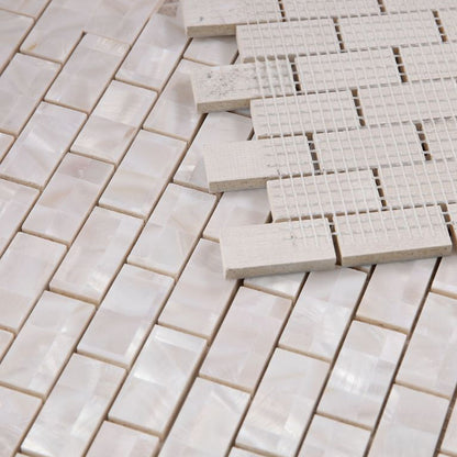 Elysium Tiles Pearl Large Brick 11.75" x 11.75" Mosaic Tile