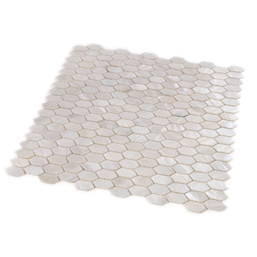 Elysium Tiles Pearl White Arrow 12" x 12" Mosaic Tile