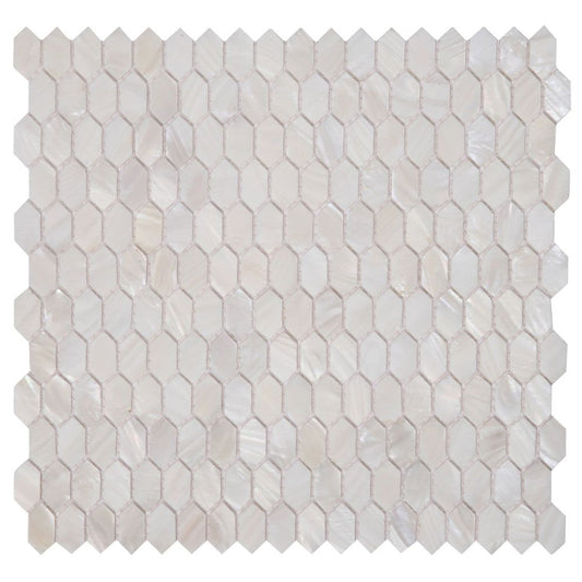 Elysium Tiles Pearl White Arrow 12" x 12" Mosaic Tile