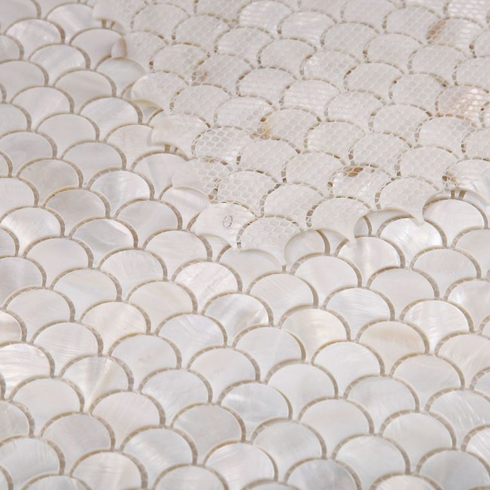 Elysium Tiles Pearl White Scale 11.75" x 11.75" Mosaic Tile