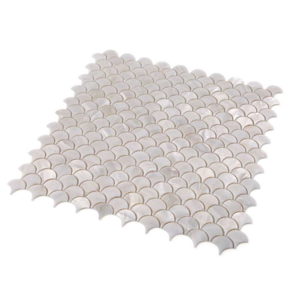 Elysium Tiles Pearl White Scale 11.75" x 11.75" Mosaic Tile