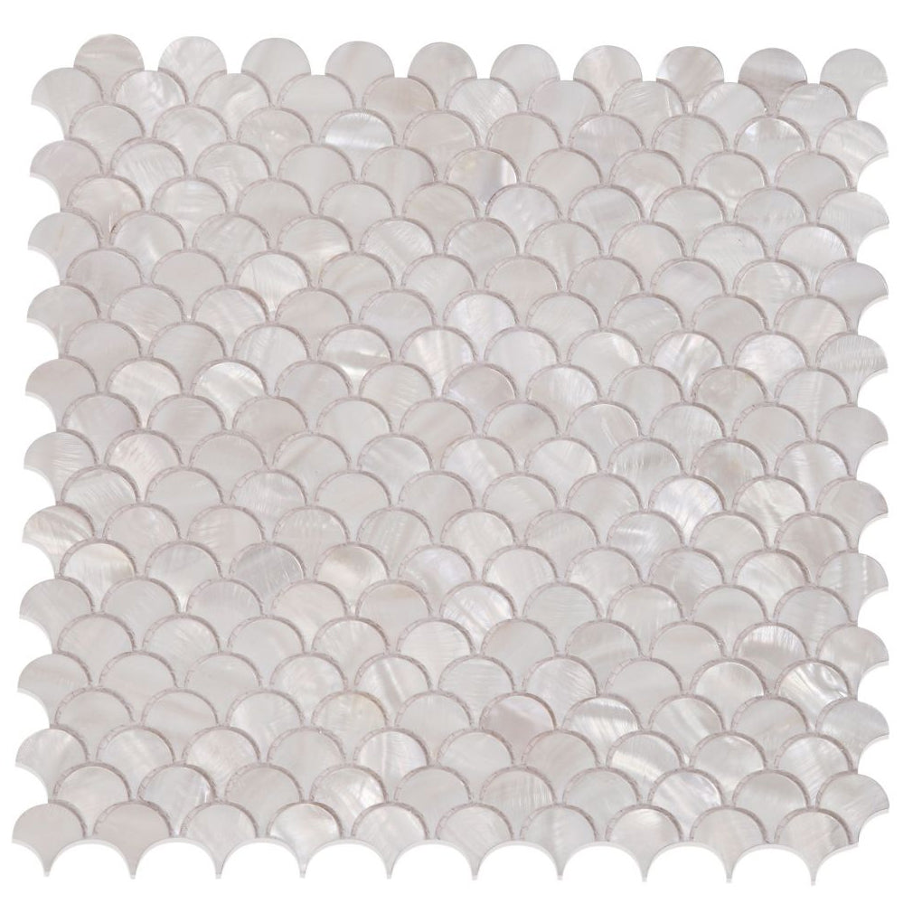 Elysium Tiles Pearl White Scale 11.75" x 11.75" Mosaic Tile