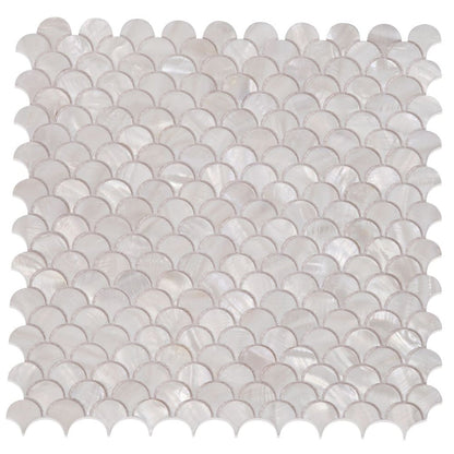 Elysium Tiles Pearl White Scale 11.75" x 11.75" Mosaic Tile