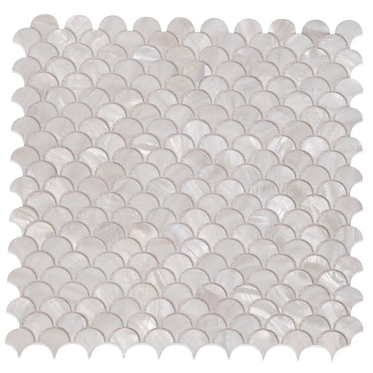 Elysium Tiles Pearl White Scale 11.75" x 11.75" Mosaic Tile