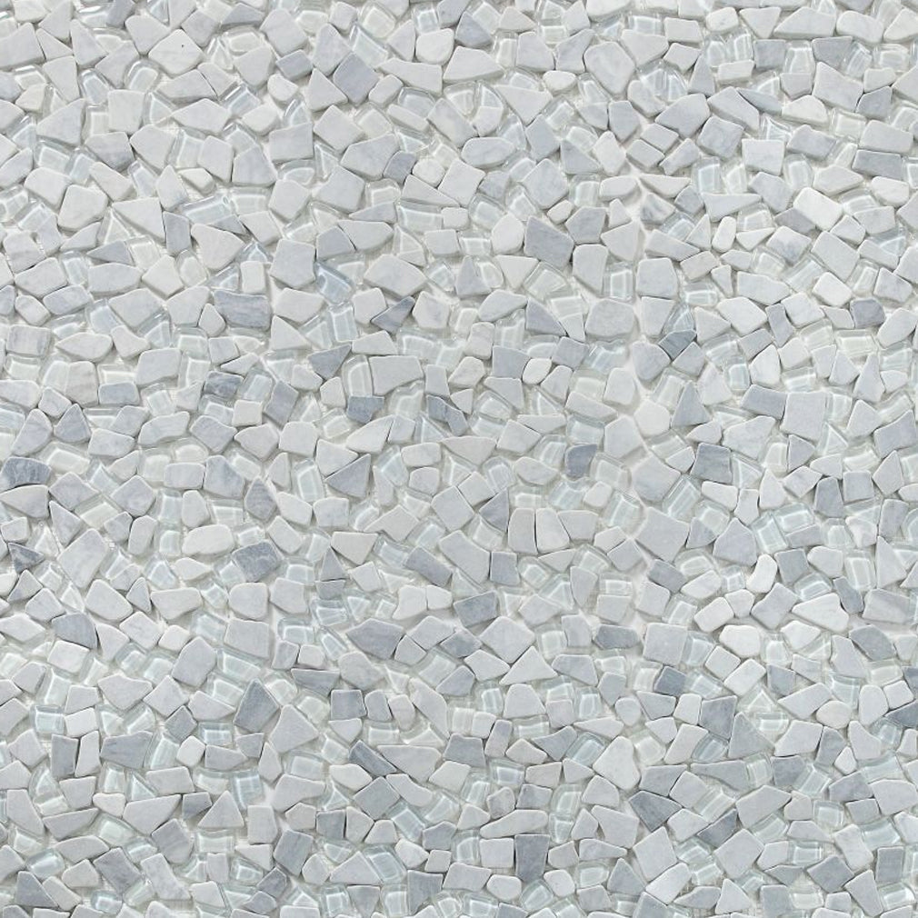 Elysium Tiles Pebble Grey 12" x 12" Marble and Glass Mosaic Tile