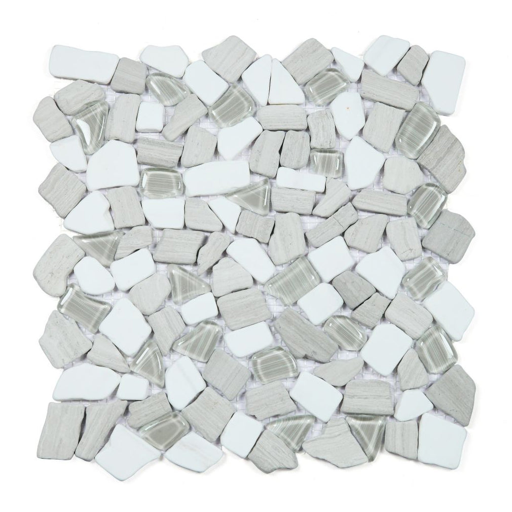 Elysium Tiles Pebble Loft 12" x 12" Marble and Glass Mosaic Tile