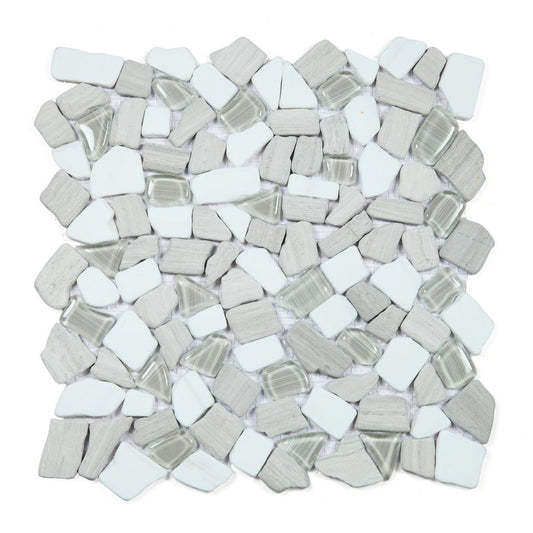 Elysium Tiles Pebble Loft 12" x 12" Marble and Glass Mosaic Tile