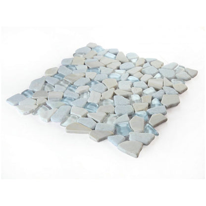 Elysium Tiles Pebble Marina 12" x 12" Marble and Glass Mosaic Tile