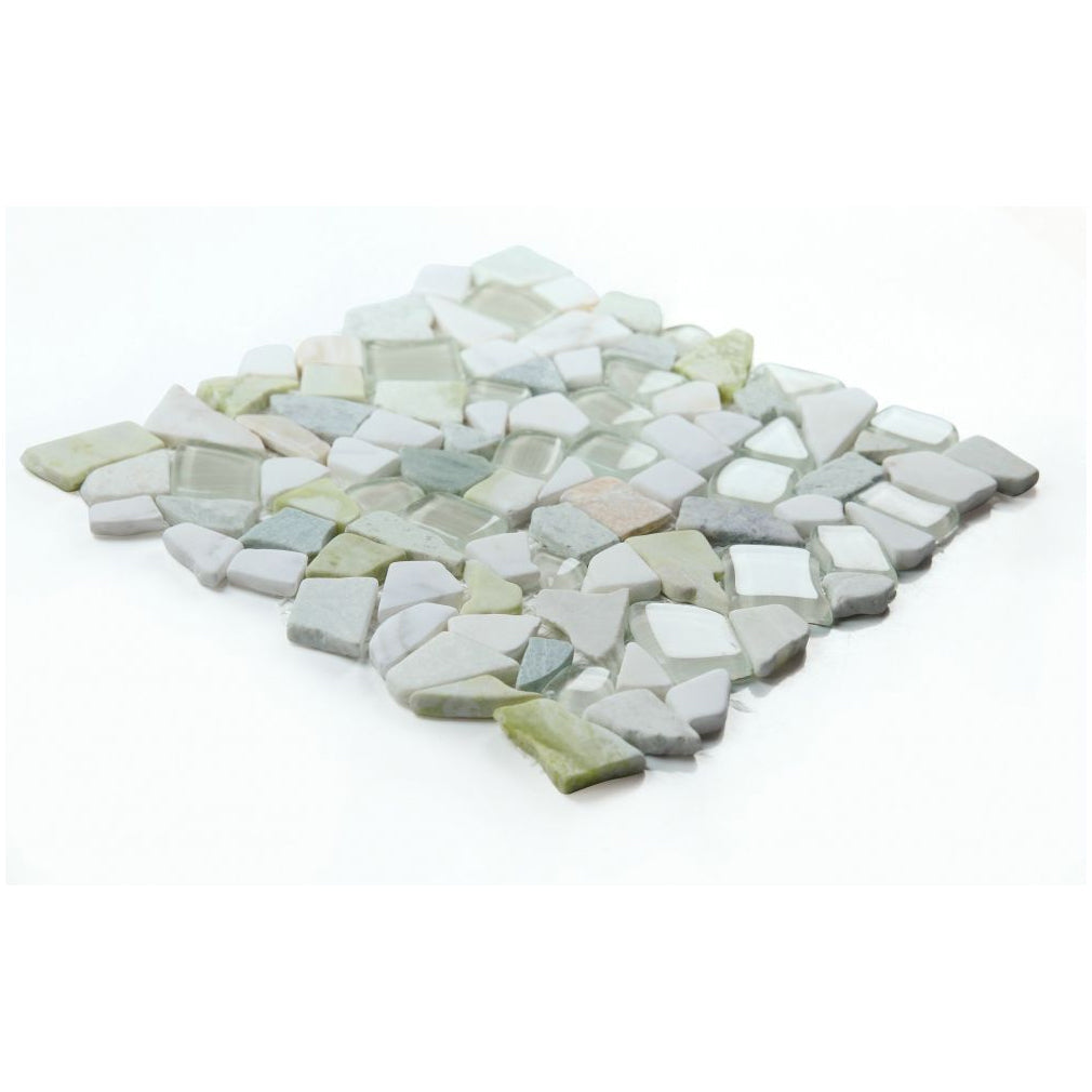 Elysium Tiles Pebble Spring 12" x 12" Marble and Glass Mosaic Tile