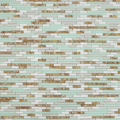 Elysium Tiles Pelasgus Light 11.75" x 12" Glass, Marble and Travertine Mosaic Tile