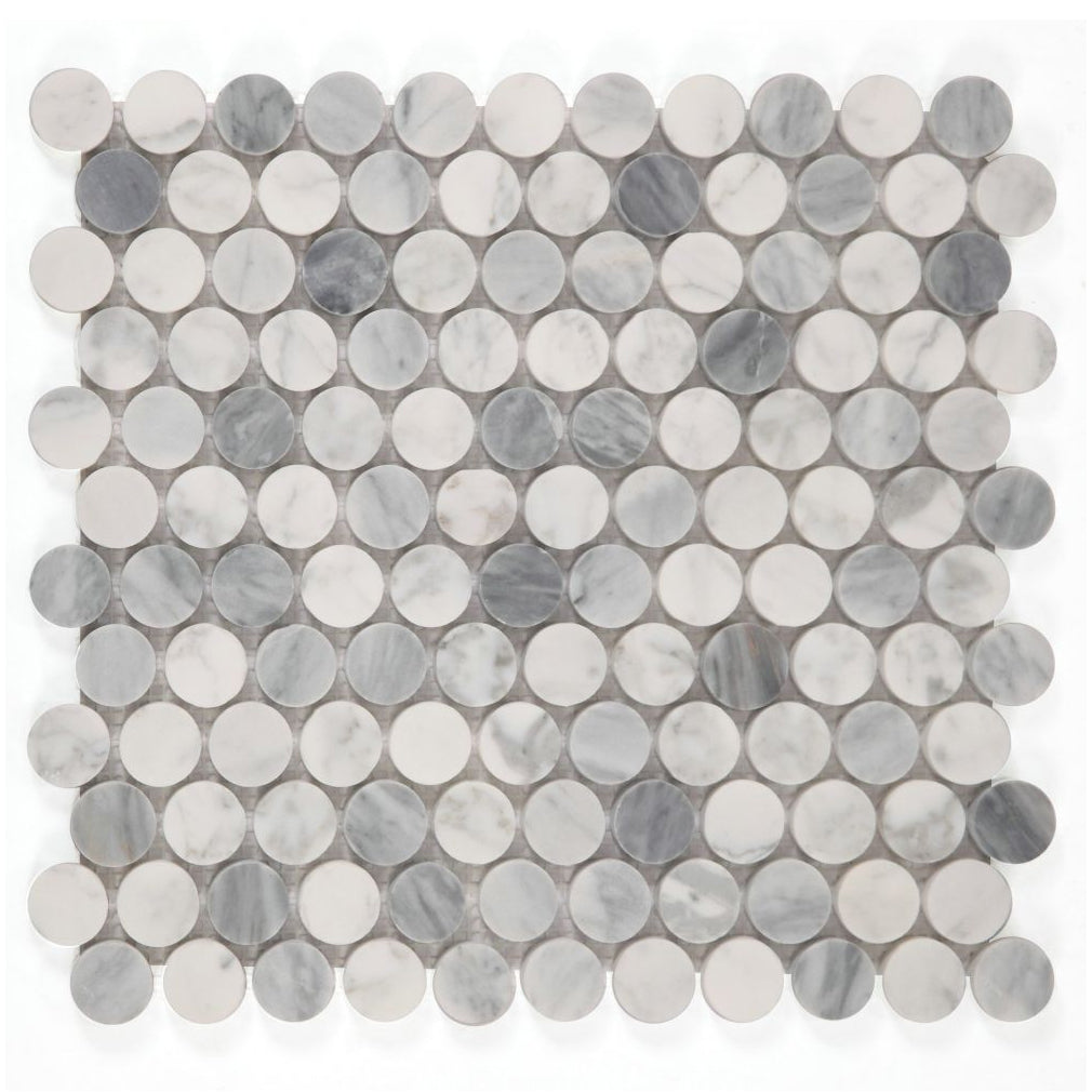 Elysium Tiles Penny Marble Dusk Honed 11" x 11.75" Marble Mosaic Tile