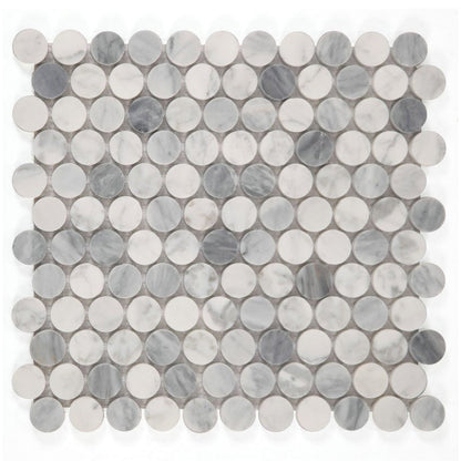 Elysium Tiles Penny Marble Dusk Honed 11" x 11.75" Marble Mosaic Tile