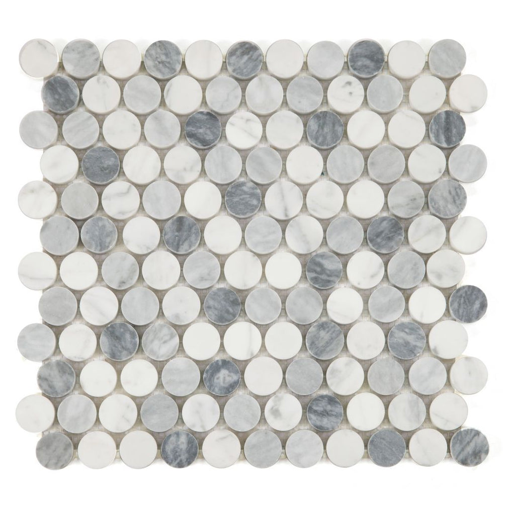 Elysium Tiles Penny Marble Dusk Polished 11" x 11.75" Marble Mosaic Tile