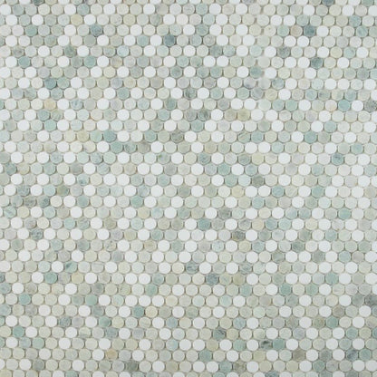 Elysium Tiles Penny Marble Green 11" x 11.75" Marble Mosaic Tile